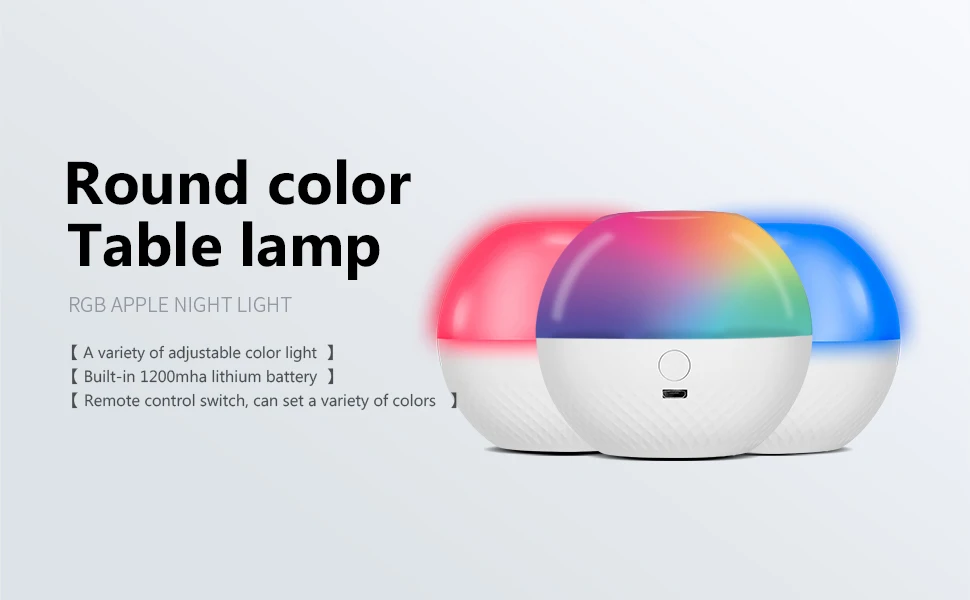 

New Arrival USB LED Apple Night Light Remote Control Touch Sensor RGB Rechargeable Table Lamp