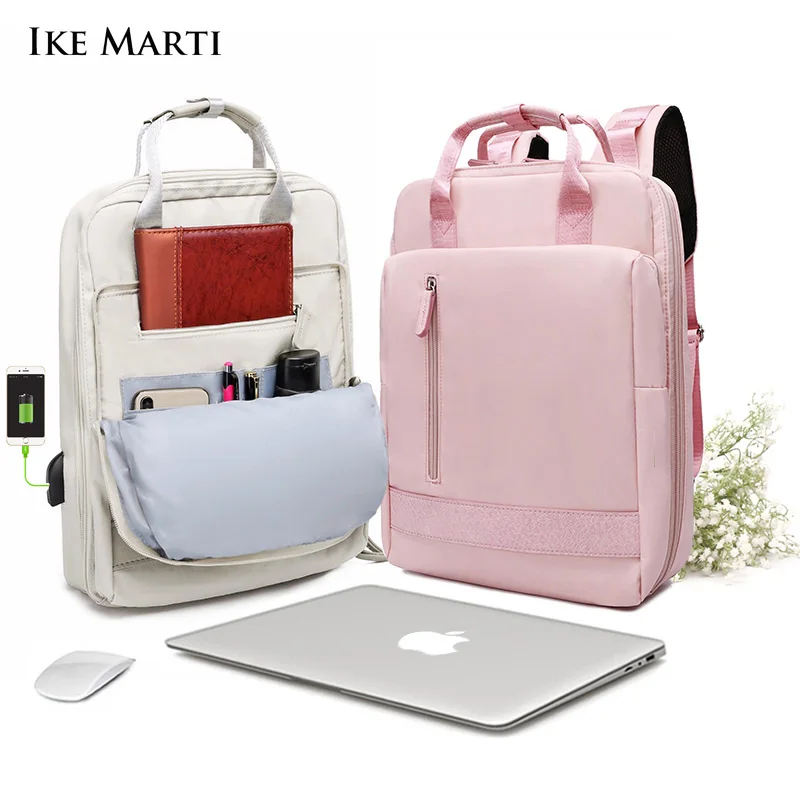 

IKE MARTI Women Backpacks Daypack School Bag Girl Fashion Sac A Dos Femme 2021 Man Waterproof Charging 15.6 Inch Laptop Backpack