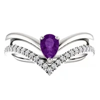 2021 simple water drop shape ring for women finger ring romantic birthday gift for girlfriend light luxury purple zircon jewelry