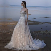 luxury a line wedding dresses v neck beaded glamorous tulle gowns sleeveless sexy high split robe de tailor made