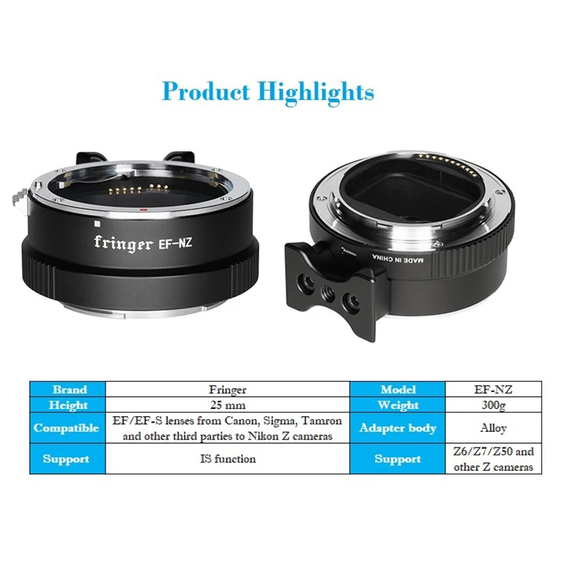 Адаптер для крепления объектива Nikon Z Cam Z5/Z7/Z50 адаптирующий EF/фотообъектив fr.