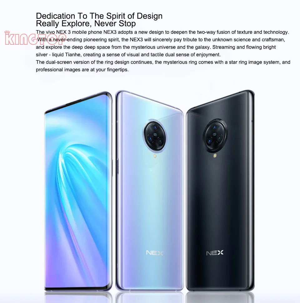 Мобильный телефон vivo NEX 3, 6,89 дюймов, 8 ГБ, 128 ГБ, Snapdraon 855 Plus, задняя камера 64 мп, фронтальная камера 16 МП, 4500 мАч, 44 Вт, мобильные телефоны