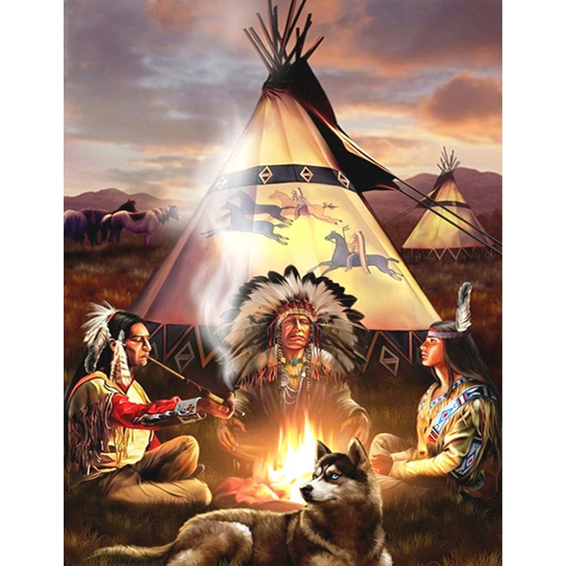 

Алмазная живопись 5D «сделай сам», картина с полными квадратными/круглыми стразами, вышивка крестиком, сборка индейцев, стразы, домашний дек...