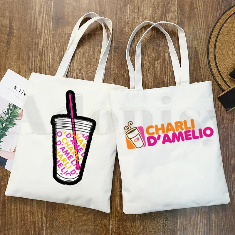 Charli DAmelio ледяной кофе брызги Графический Девушки Мода Повседневная Pacakge Сумочка