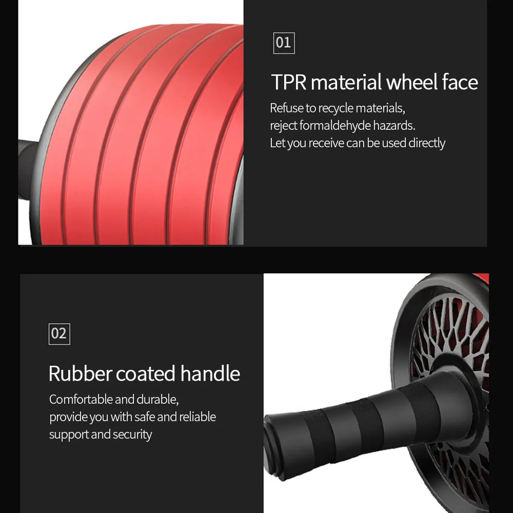 

ABS Abdominal Roller Exercise No Noise Wheel Fitness Core Workout Abdominal Muscles Training Home Gym Fitness Equipment
