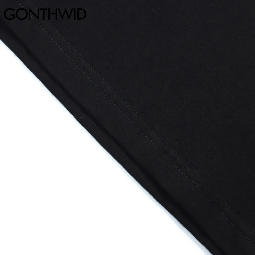 

GONTHWID Tees Tops Harajuku Casual Hip Hop Creative Graffiti Face Print Short Sleeve Cotton Streetwear Punk Rock Gothic T-Shirts
