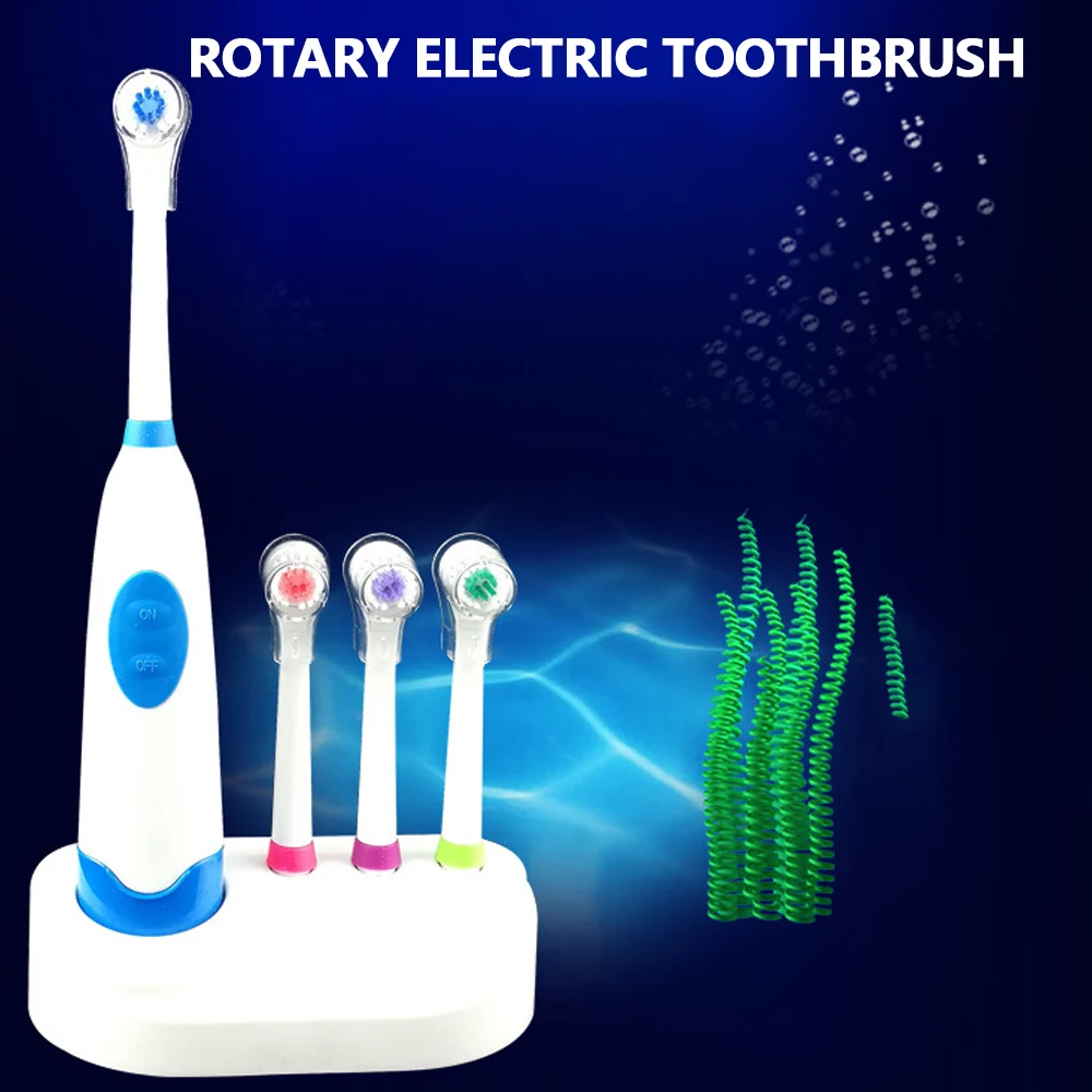 Professional Rotatory Electric Toothbrush with Replacement Heads Deep Clean Battery Operated Tooth Brush Teeth Whitening Adults | Бытовая