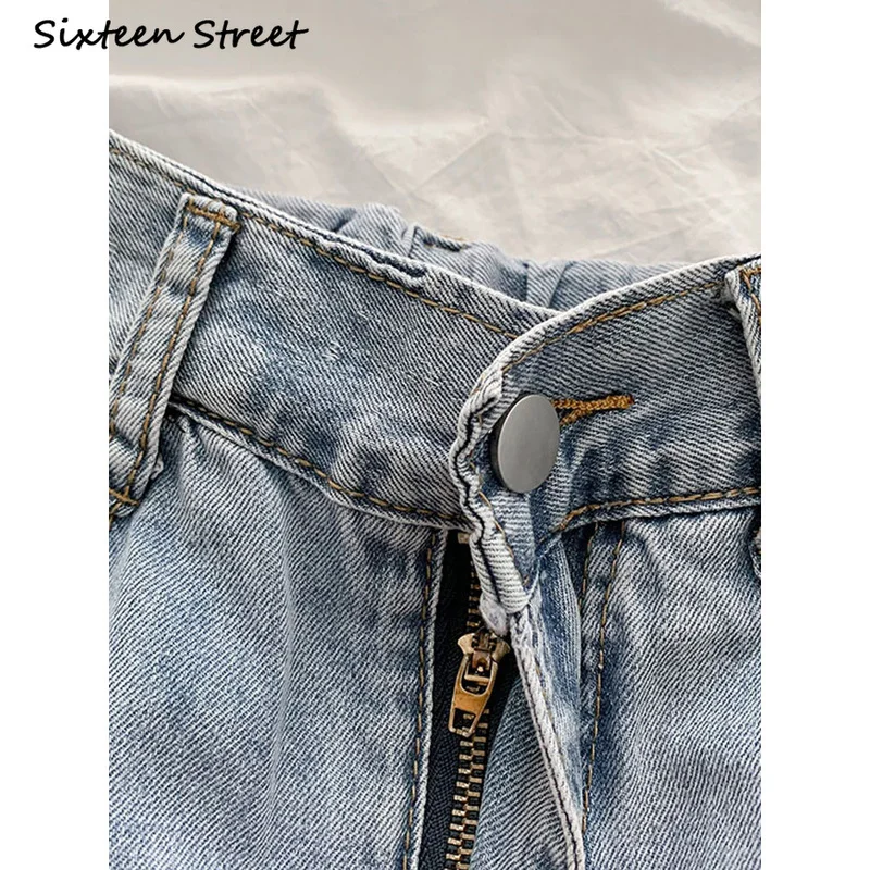 Джинсы бойфренды женские с завышенной талией винтажные брюки из денима разрезом