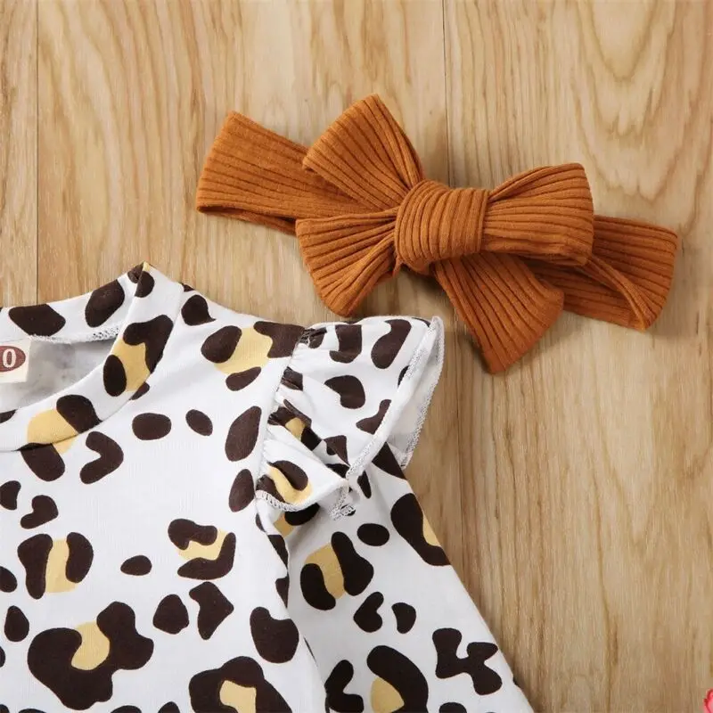 

Newborn Baby Girls Clothes Sets 3pcs Leopard Print Long Sleeve Romper+Shorts+Headband Outfit Set Newborn Clothes