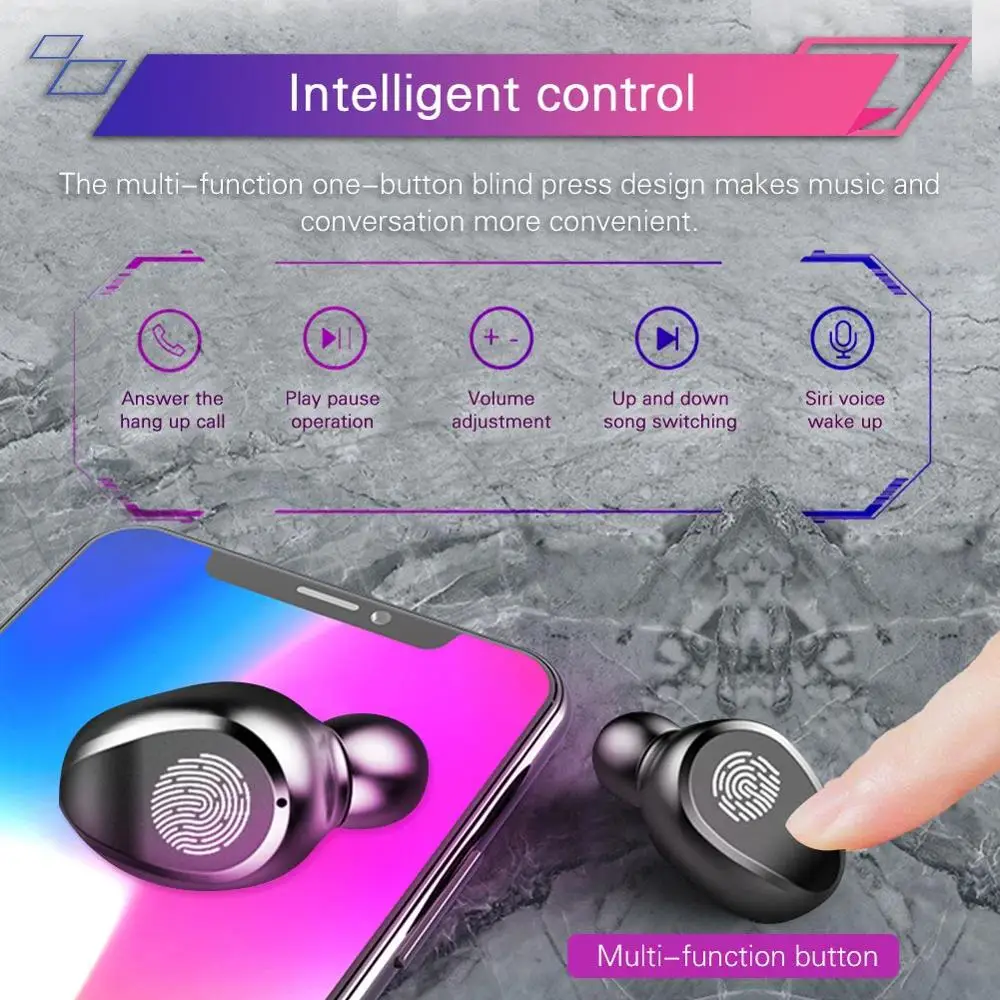 F9 TWS 5,0, Bluetooth наушники, беспроводные наушники, спортивные наушники, свободные руки, водонепроницаемые наушники с 2000 мАч, Дополнительный внешний аккумулятор для IPhone