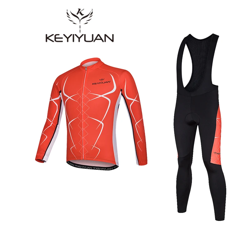 

KEYIYUAN Team Long Sleeve Cycling Jersey Set Bib Pants Bicycle Clothing MTB Bike Jersey Uniform Men Clothes Conjunto De Ciclismo
