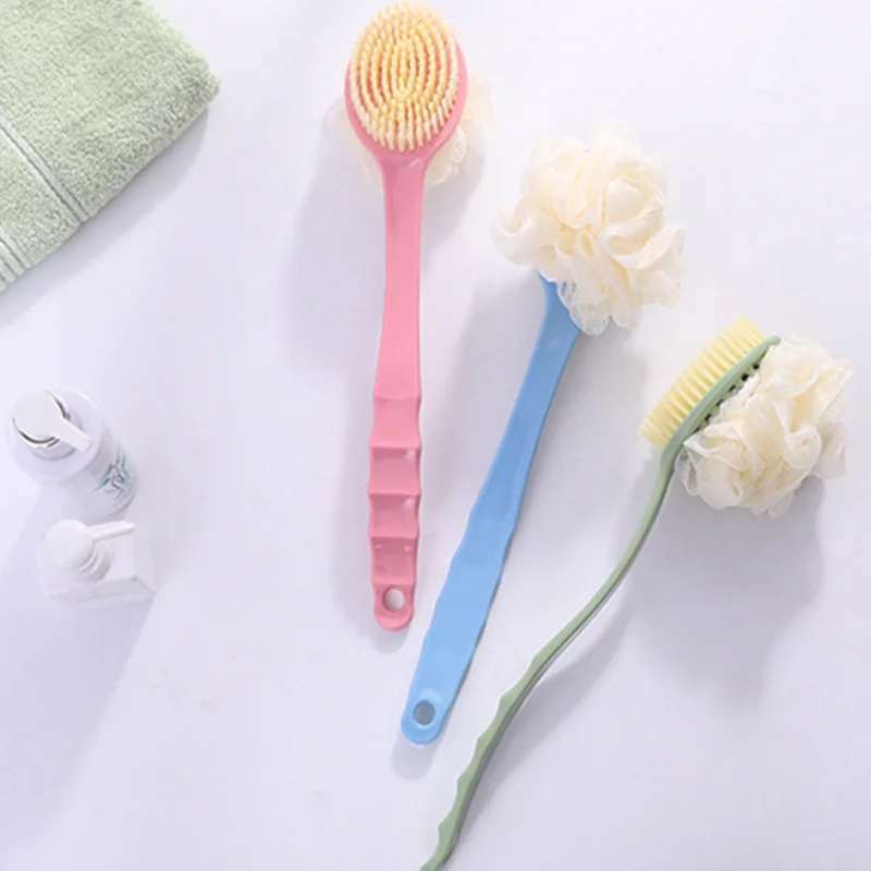 

Two In One Long Handled Plastic Bath Shower Back Spa Brush Scrubber Skin Cleaning Brushes Body for Bathroom Accessories Clean