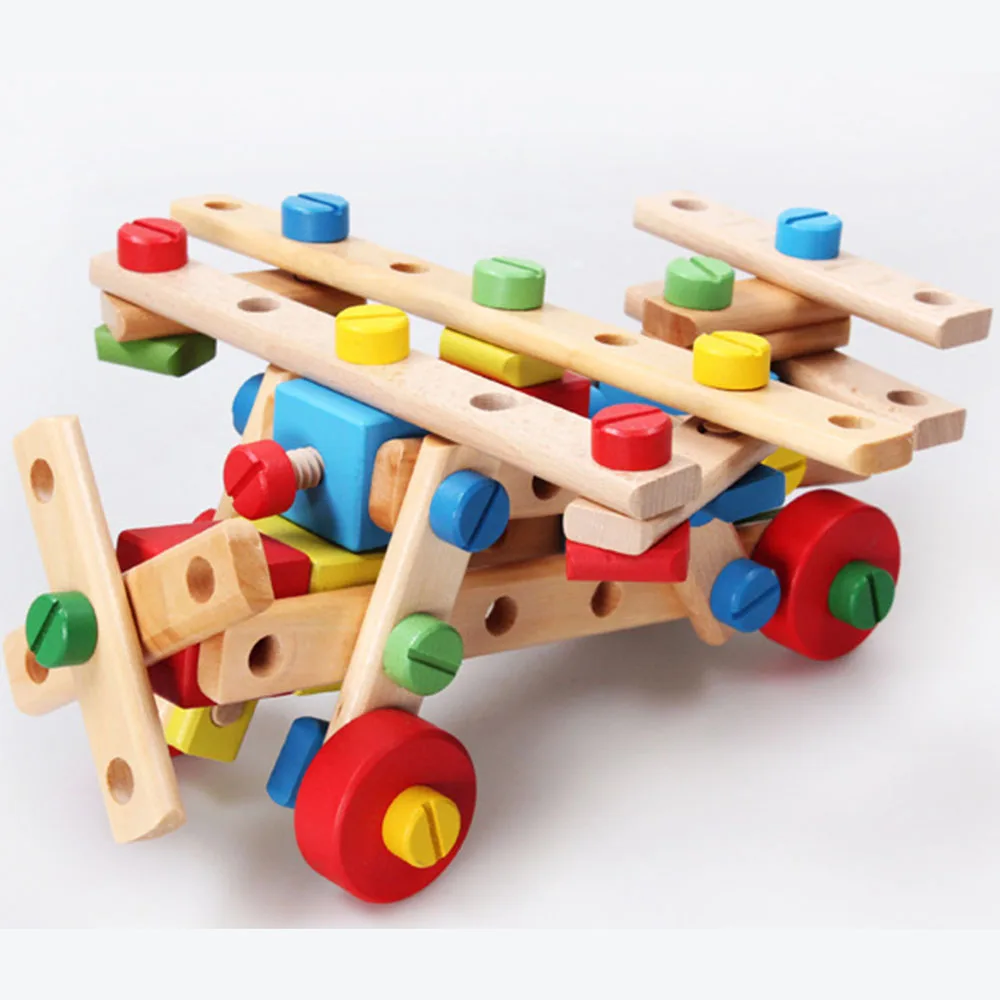Деревянная многофункциональная разборная гайка Комбинация Игрушечная машина