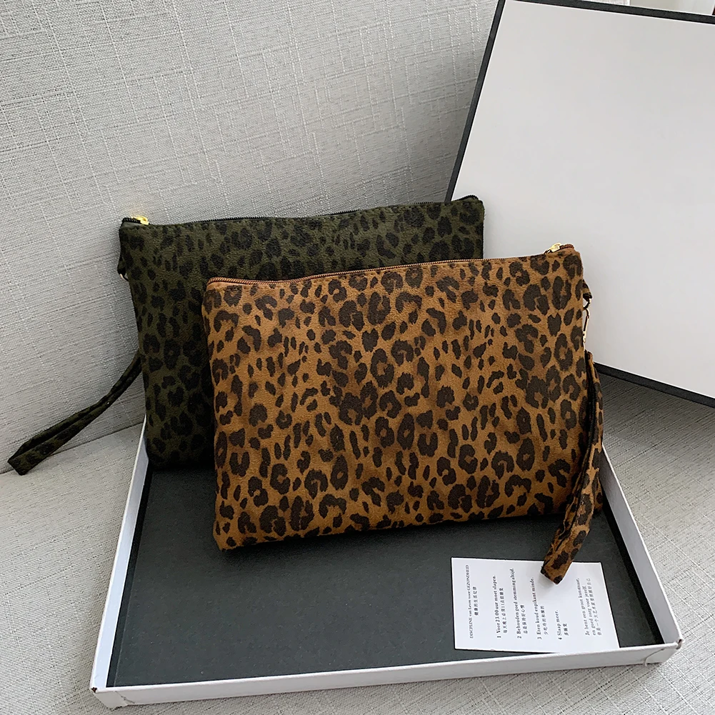 

Fashion Flannel Leopard Pattern Print Envelope Bag Bolsas Feminina Wristlet Bags Female Casual Small Handbags Day Pouch Purse