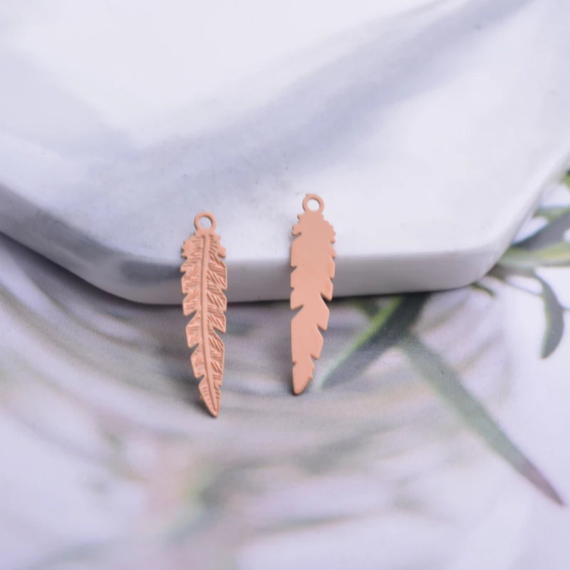 100pcs AC7255 5*21mm Filigree Small Feather Charms Brass Feathers Earring component Jewellery Supplies | Украшения и аксессуары