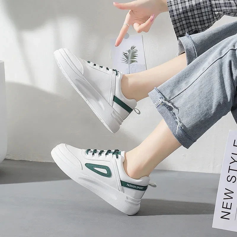 

2021, белые кроссовки на платформе, Женская Вулканизированная обувь, Спортивная повседневная громоздкая обувь на плоской подошве, женская об...