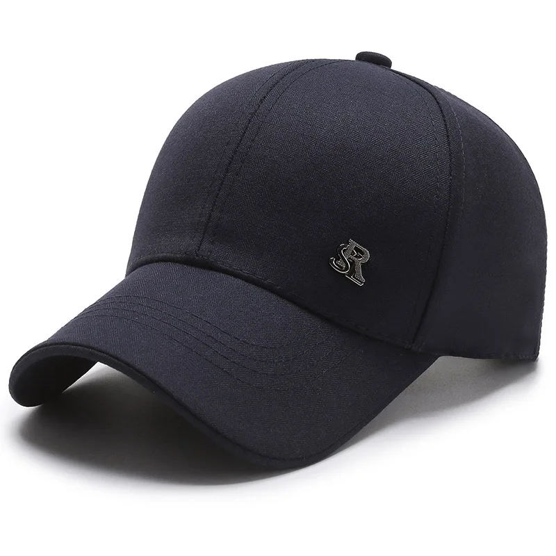 

men's spring summer baseball cap casual style mental logo dad hat sport curved brim out door UV protection visor hat