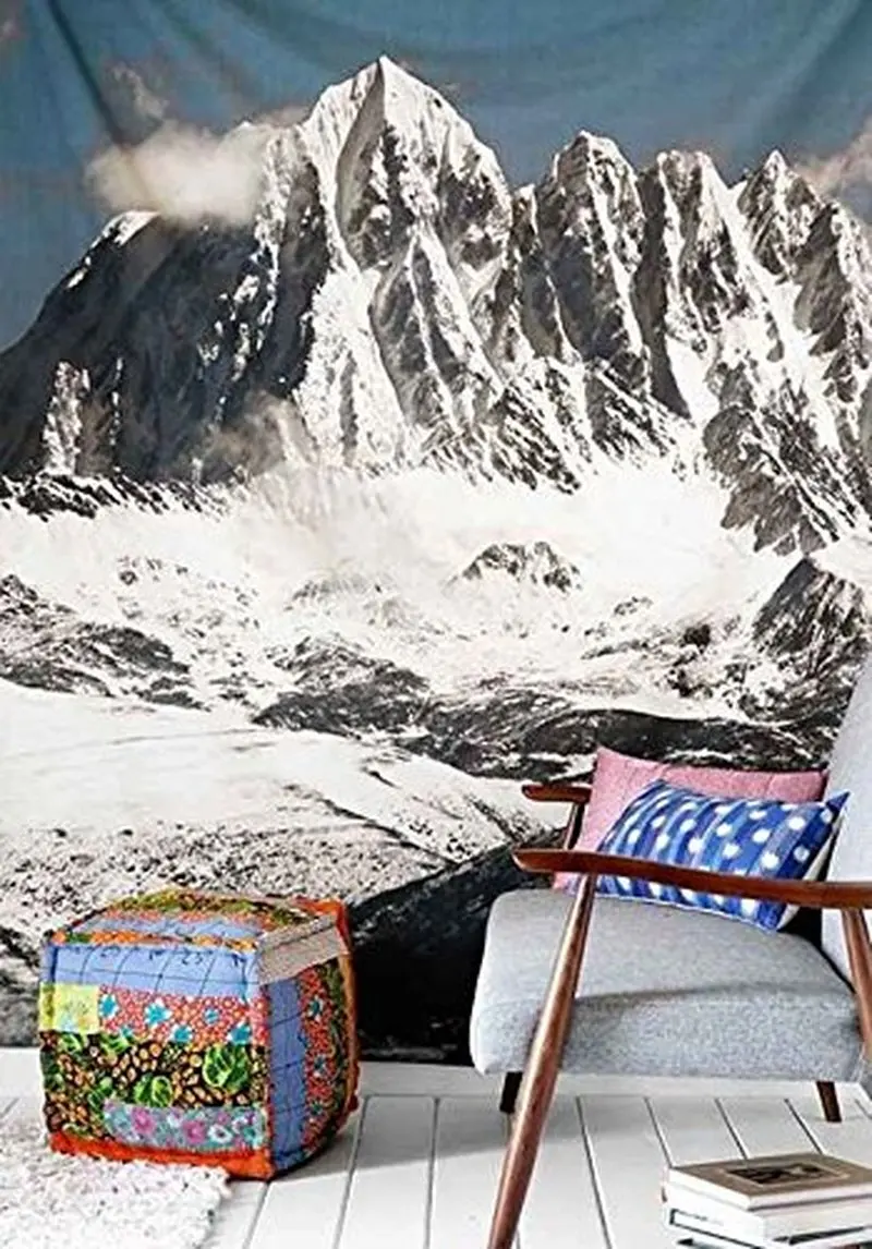 Гобелен с заснеженным горным пейзажем крутая подвесная ткань для украшения дома