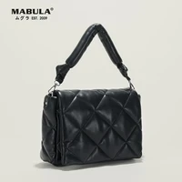 mabula women winter quilted feather flip bags fashion down padded leather handbag female large capacity crossbody shoulder totes