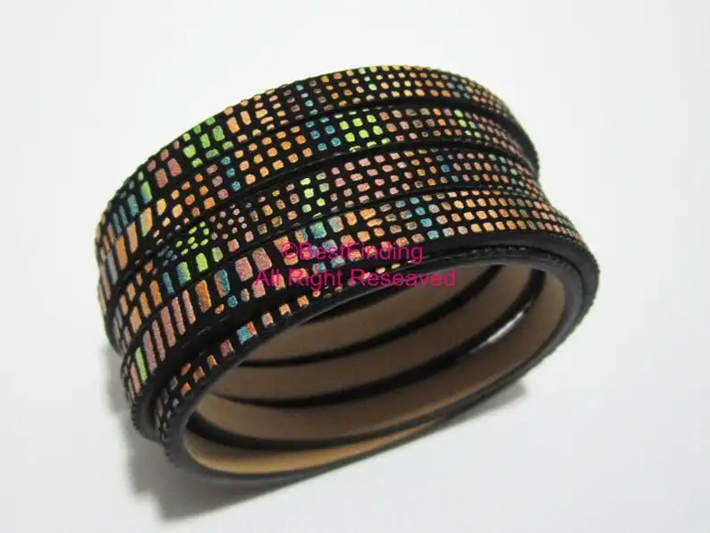 

5x2mm Flat leather cord Light mixed 5mm stereoscopic leather cord