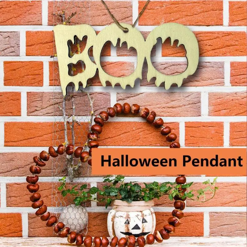 10 шт. деревянные бу Цепи слово Подвески ручной работы для Хэллоуина Крытый