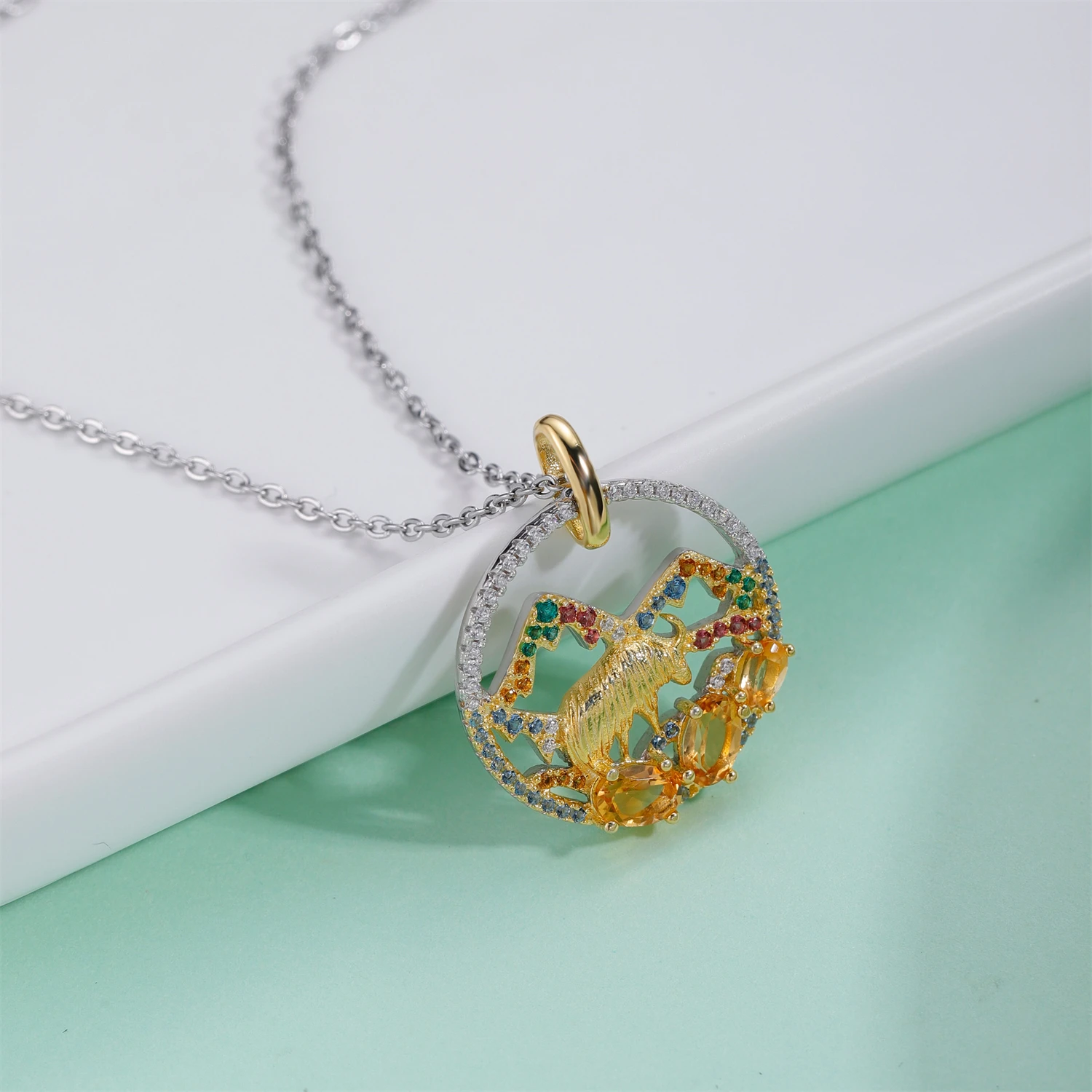 GEM&#39S BEAUTY 925 Sterling Silver 18K Gold Filling Goat Necklace Natural Citrine Handmade For Women Romantic Gift | Украшения и