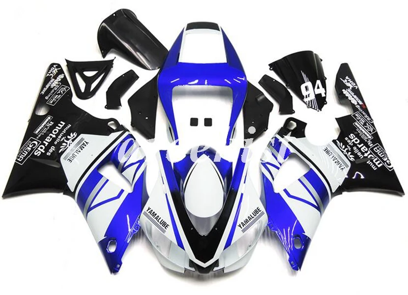 

4 подарка, новинка, полный комплект обтекателей из АБС-пластика, подходит для YAMAHA YZF - R1 1998 1999 YZF R1 98 99 YZF1000, на заказ, белый, синий