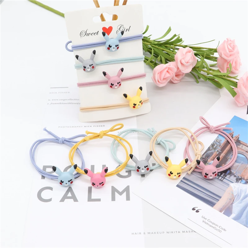 5Pcs Baby Girls Pokemon Rubber Band Mickey Hair Accessories Dumbo Pikachu Rabbit Clip Christmas Bow | Детская одежда и обувь