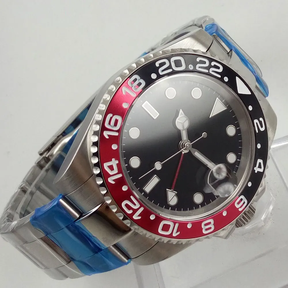 Мужские автоматические наручные часы 40 мм с черным стерильным циферблатом и