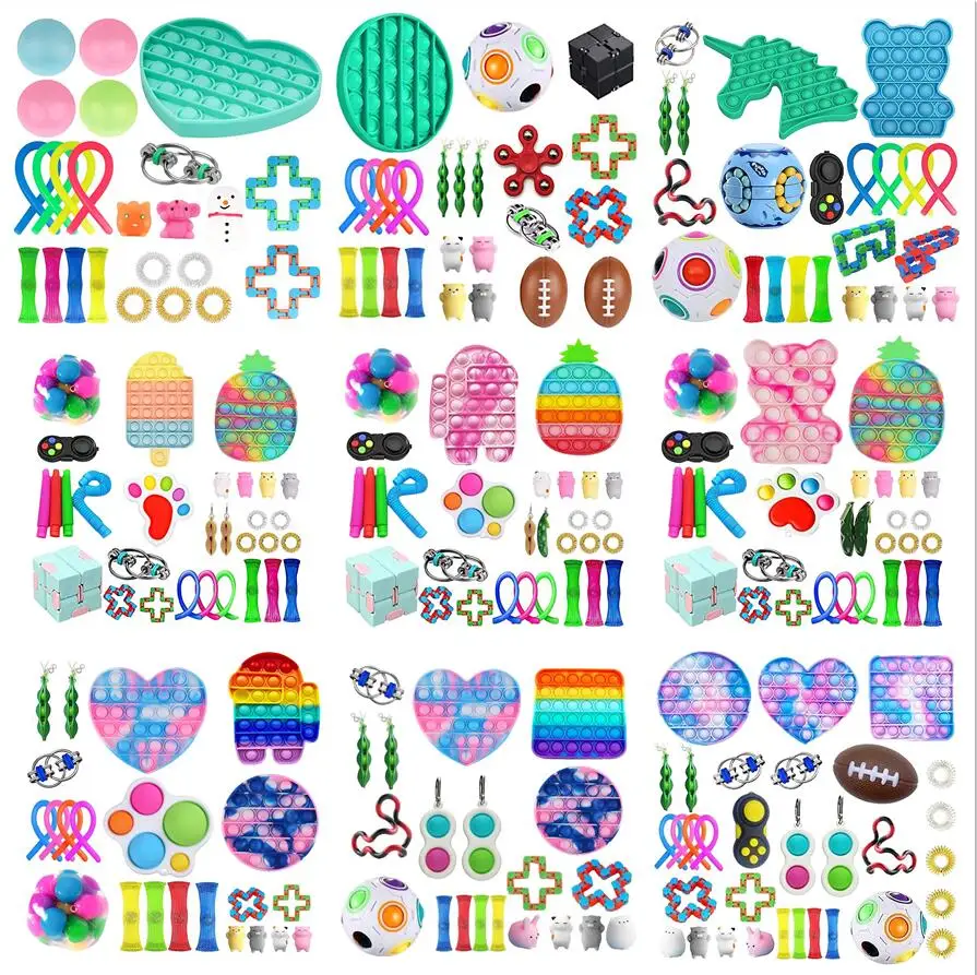 

TOP Fidget Toys Pack Anti-Stress Toy Set Stress Relief Gift for Adults Girl Children Sensory Antistress Relief Figet Toys Box