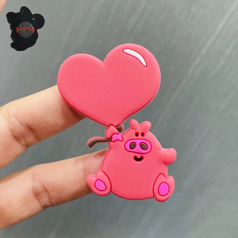 7шт. набор магнитных наклеек на холодильник из ПВХ с милыми картонными изображениями сердца, свиньи, рыбы, краба, катания на коньках. Магниты на холодильник станция игрушек для творческих детей.