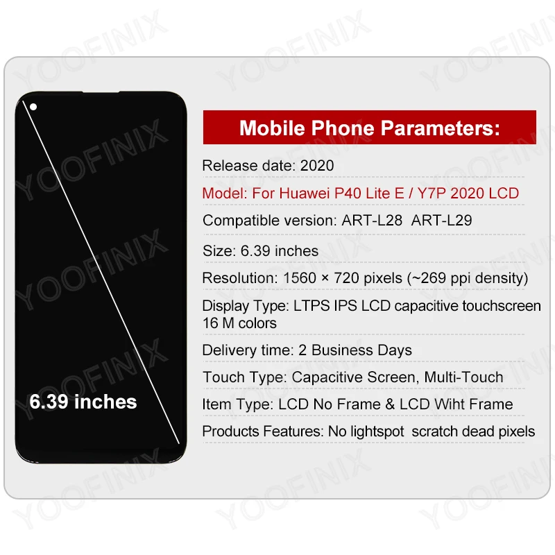 6 39for huawei p40 lite e lcd art l28 art l29 art l29n display touch screen replacement parts for huawei y7p 2020 lcd display free global shippi