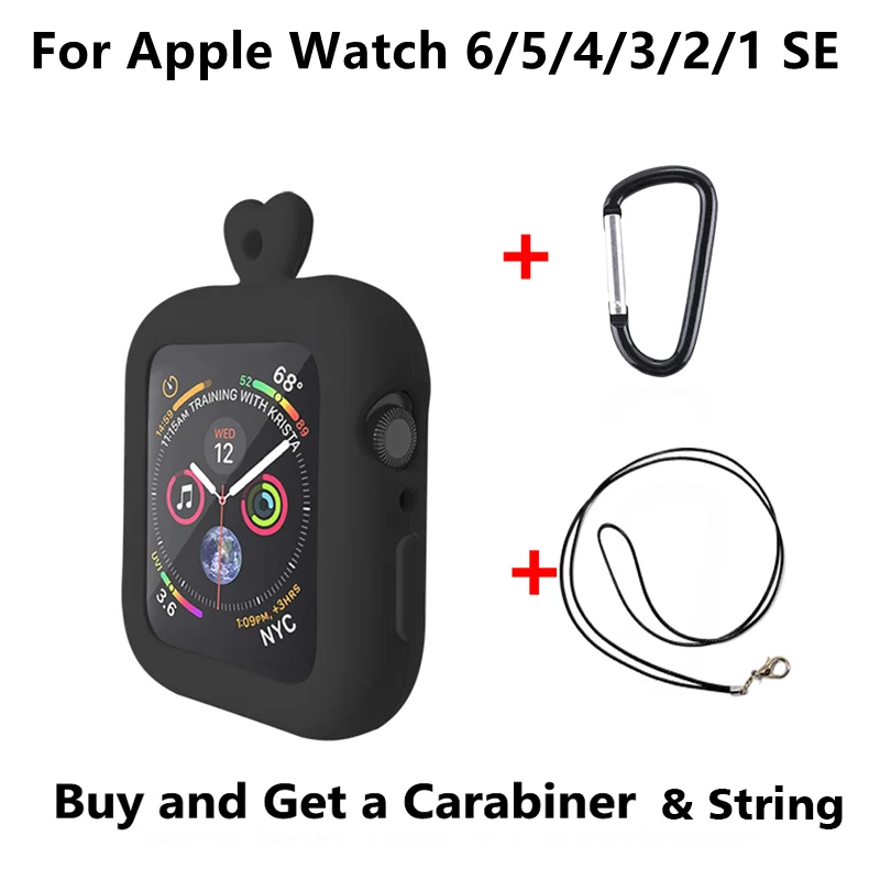 

Силиконовый противоударный чехол для Apple Smart Watch 38/40/42/44 мм, защитный чехол с подвеской для iWatch SE 6/5/4/3/2/1, чехол для часов