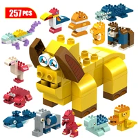 big size diy building blocks animal figures creative dinosaurs elephant big particle accessories toys for children kids