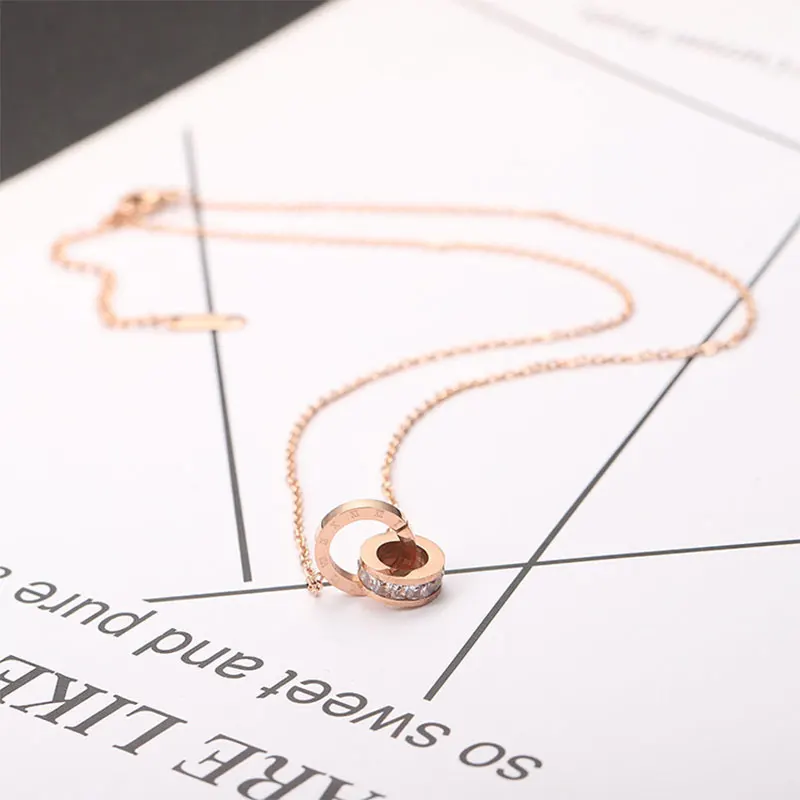 Высокое качество розовое золото титановая сталь большой бренд ожерелье с