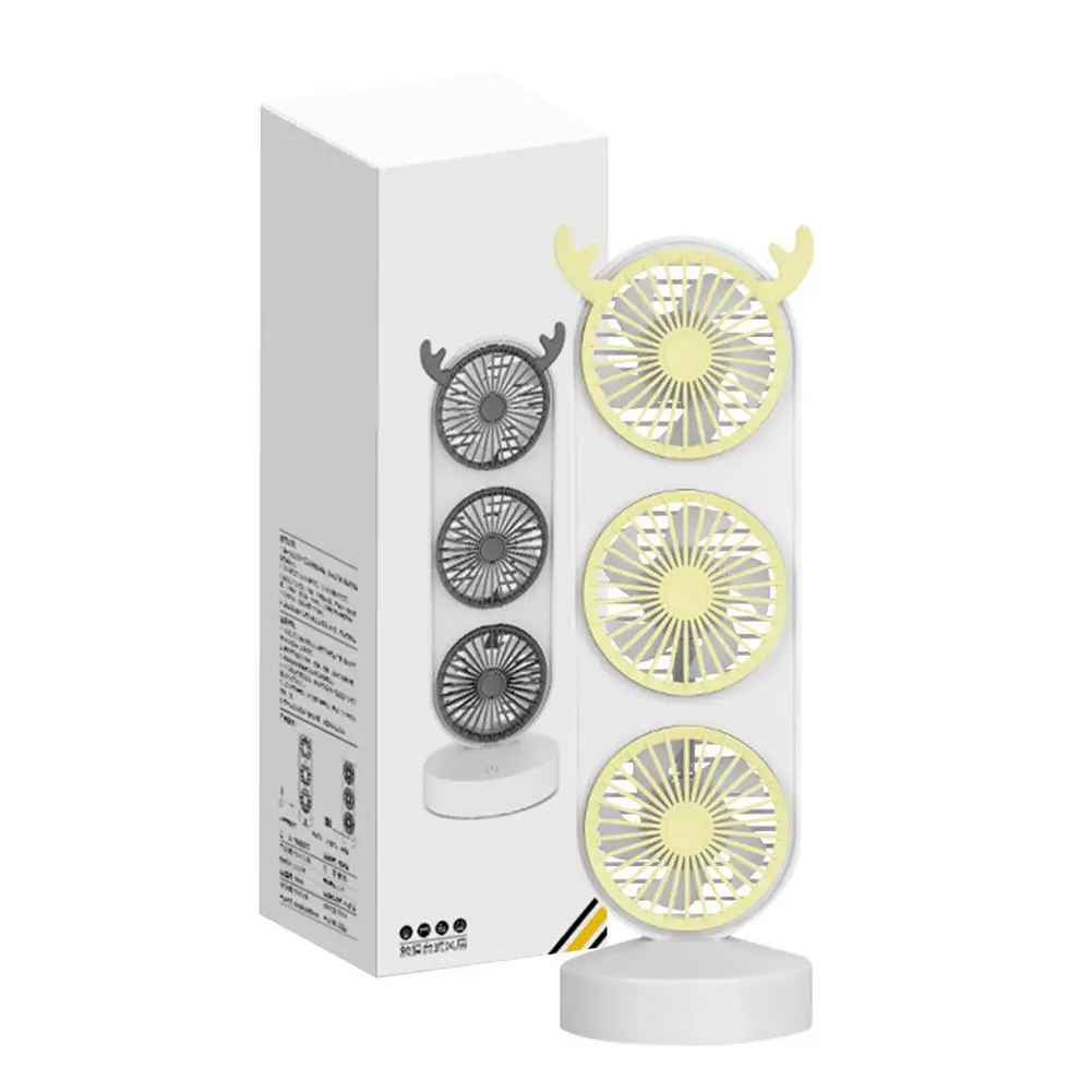 

3 heads Charging Mini Fan Rechargeable USB Portable Small Fan Cool down student dormitory office desktop touch switch fan