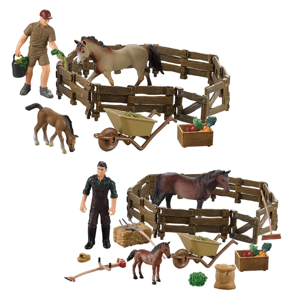 

Horse Figure Set Farm Scene for Kids Horse Playset Model Gift for Kids