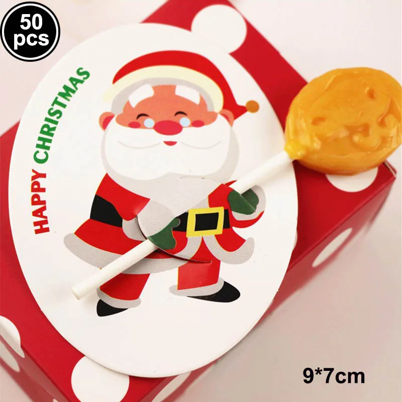 E 50pcs 50 шт./упак. Симпатичные DIY Санта Клаус шаблон бумажные приглашения карты леденец открытки Рождественский Подарочный пакет Декор - Цвет: E 50pcs