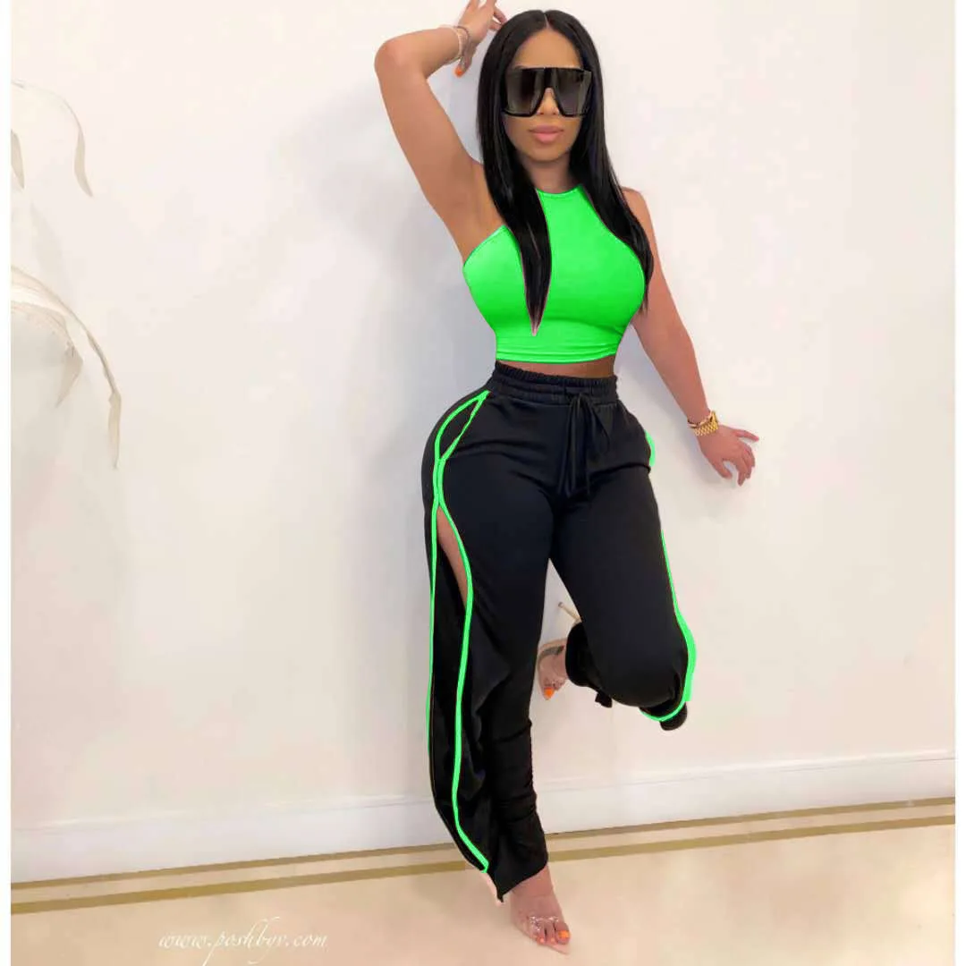 

2020 Women 2 Piece Set Sexy Off The Shoulder Tops and Long Trousers Woman Pants Two Pieces Solid Outfits