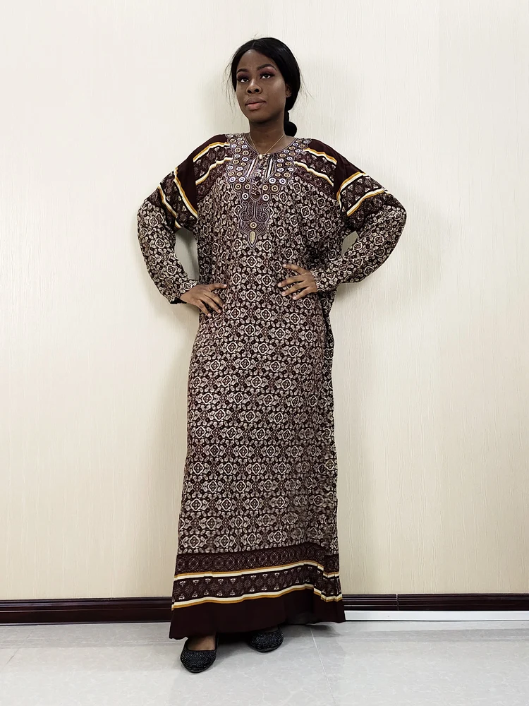 Арабские элегантный цветочный Абая для мусульман Для женщин Хлопковое платье |