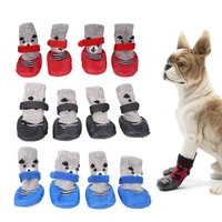 4pcsset cute puppy dog knit socks dogs cotton anti slip cat shoes for autumn winter indoor wear slip on paw dog accessories