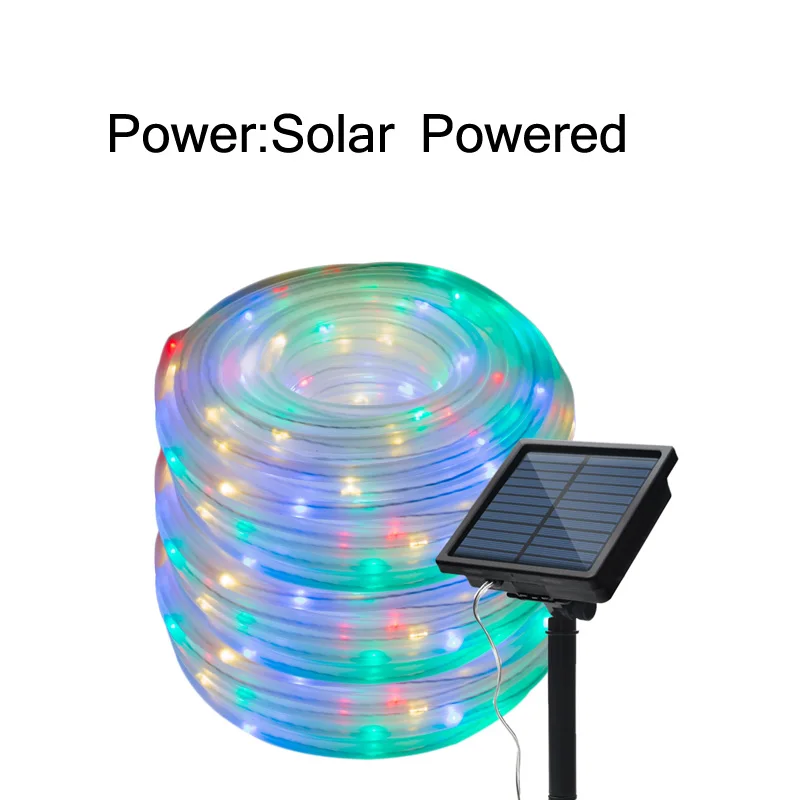 solar powered Светодиодные фонари на батарейках гирлянды 10 м 8 режимов уличные солнечные светодиодные сказочные огни с пультом дистанционного управления для сада вечерние украшения - Испускаемый цвет: solar powered