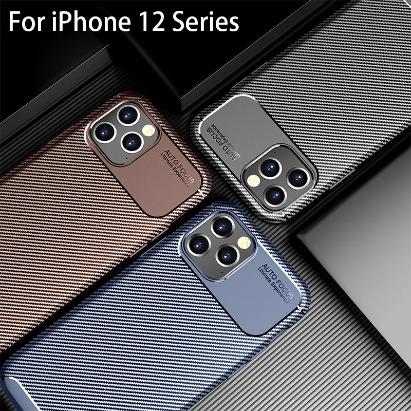 

Frosted Feel Carbon Fiber Phone Case for Apple Iphone 12 Pro Max Cover Protective for Iphone 12 Shockproof Shell Earphone Case