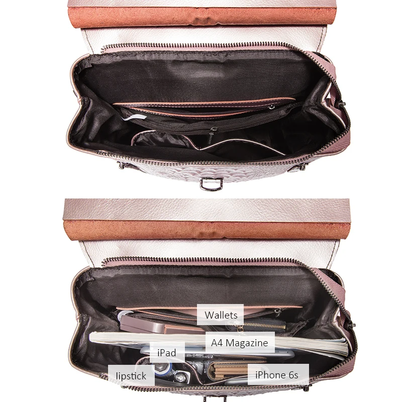 REALER women backpack leather school bags for girl teenagers 2020 crocodile prints waterproof travel bag High quality |