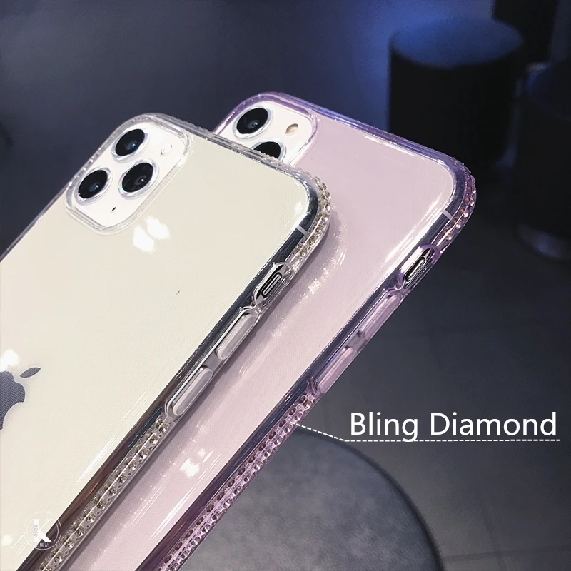 

Fashion Bling Diamond Glitter Transparent Case For iPhone 11 Pro Max X XS XR 12 Mini 7 8 Plus 6s SE2020 Clear TPU Silicone Cover