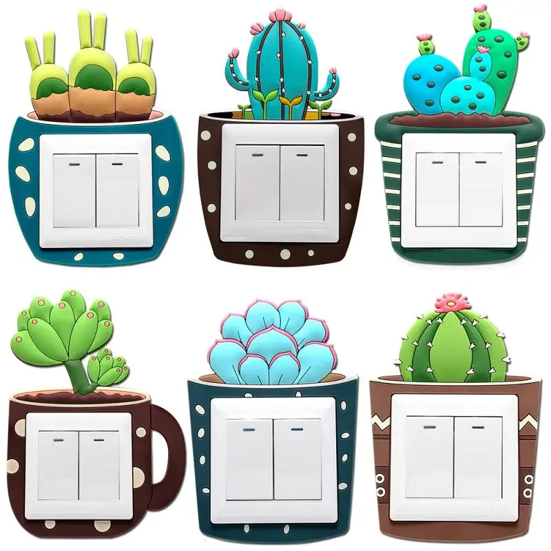 

Cactus Luminous Switch Sticker Glow in the Dark Wall Stickers Home Decor Kids Room Decoration Sticker Switch Sleeve