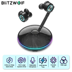 Blitzwolf bw-flb3 gaming tws bluetooth-compatible v5. 0 earphone game mode tws rgb light earbuds with detachable microphone 1 Item image