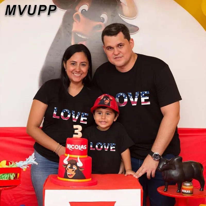 Family looking mother father kid tshirts matching mommy and daughter clothes LOVE printed baby boys girl black short sleeves new | Мать и