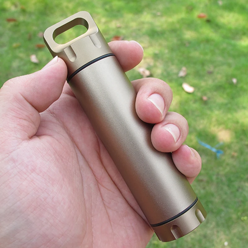 

Portable Waterproof Capsule Seal Bottle Aluminum Alloy Outdoor Survival Pill Box Multifunctional Container XR-Hot