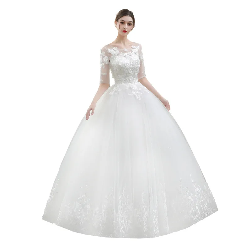 

2021 New Long-sleeved Korean Version of The Princess Slim Bride Wedding Dress